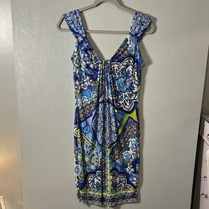 London Times Petites Multicolor Sleeveless V-Neck Sheath Dress